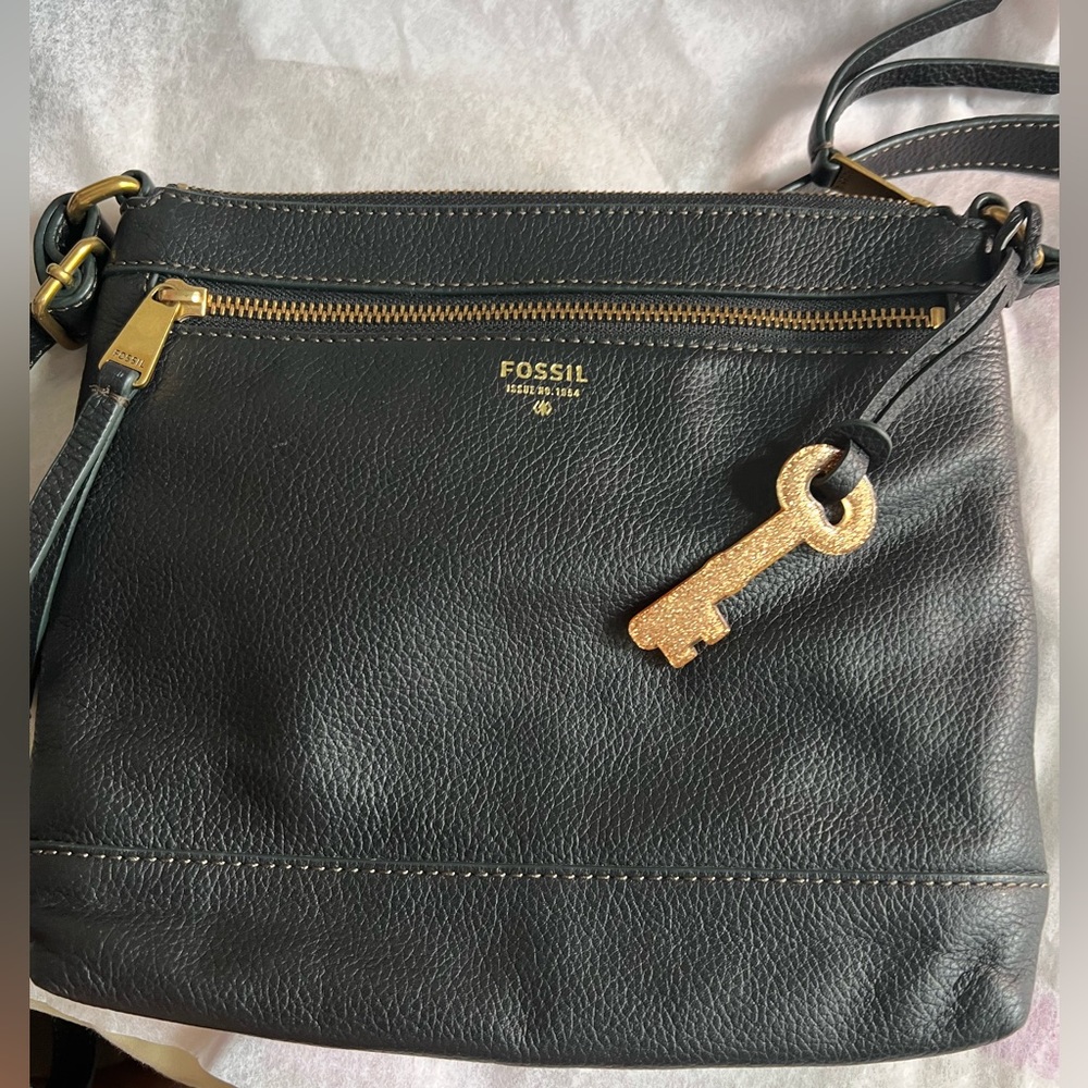 SOLD Fossil Black Leather Crossbody Handbag - Picture 6 of 16